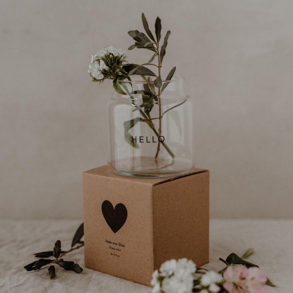 Vase aus Glas "Hello" - medium (Transparent) von Eulenschnitt