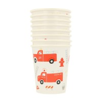 Pappbecher "Fire Truck" im 8er-Set - 256 ml (Rot) von meri meri