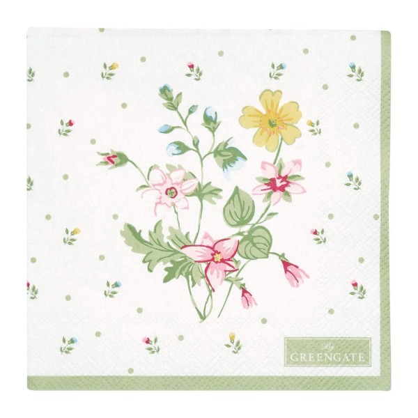 GreenGate Papierservietten "Fiola" - 25x25 cm (White)