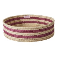 rice Korb "Raffia - Stripes" - L (Aubergine)