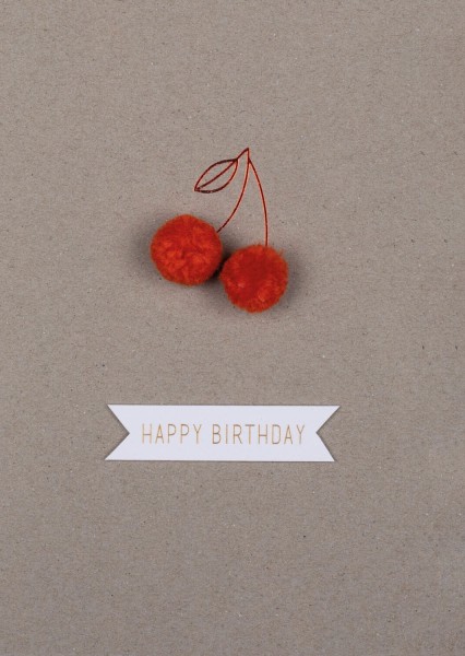 Glückwunschkarte mit Pompoms "Happy Birthday" von räder Desgin