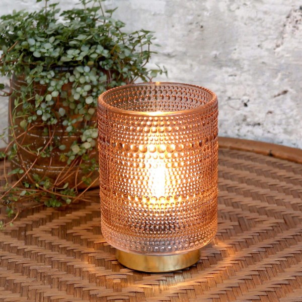 LED-Tischleuchte mit Muster - ø10cm (Braun) von Chic Antique