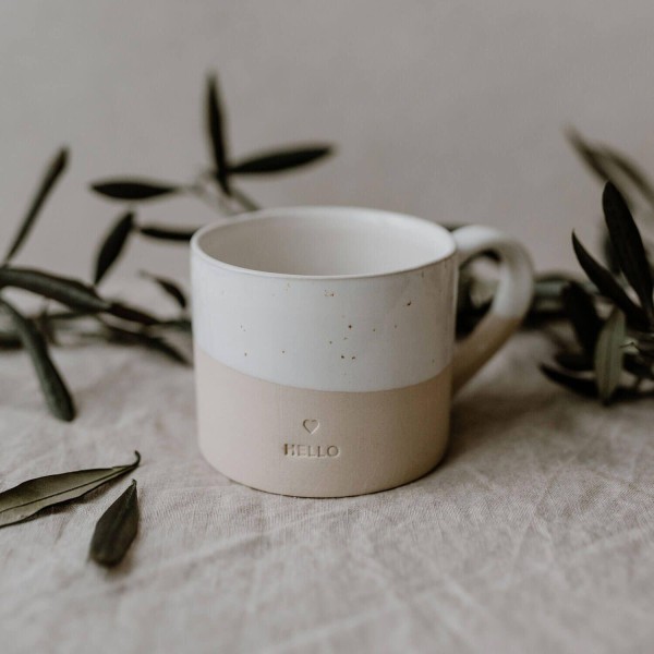 Tasse "Hello" - 250 ml (Natur) von Eulenschnitt