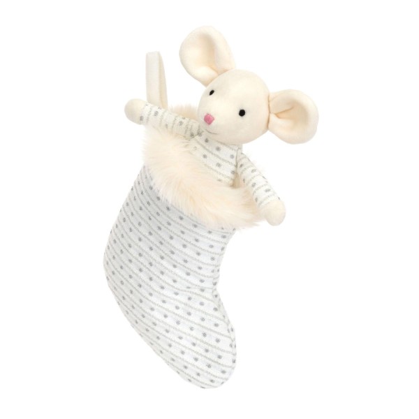 Jellycat Kuscheltier Maus "Shimmer Stocking" - 20 cm (Beige/Silber)