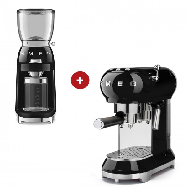 smeg Espressomaschine und smeg Kaffeemühle im Set