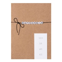 Buchstabenperlen-Karte "Gutschein" - 11,8x16,6 cm (Braun/Weiß) von räder Design