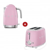 smeg Set aus 2-Schlitz-Toaster kompakt und Wasserkocher variable Temperatur (Cadillac Pink)