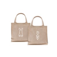 Mini Jute-Shopper "Tulpe & Hasi" - 2er-Set (Natur) von Eulenschnitt