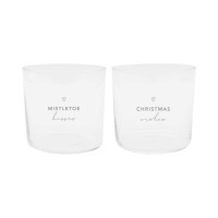 Trinkglas "Christmas" im 2er-Set - 320 ml (Transparent/Schwarz) von Eulenschnitt