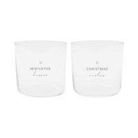 Trinkglas "Christmas" im 2er-Set - 320 ml (Transparent/Schwarz) von Eulenschnitt