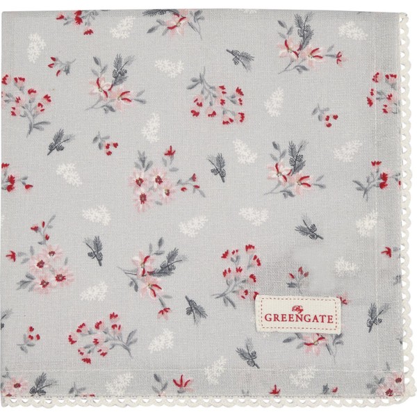 GreenGate Stoffserviette mit Spitze "Emberly" - 40x40 cm (Pale Grey)