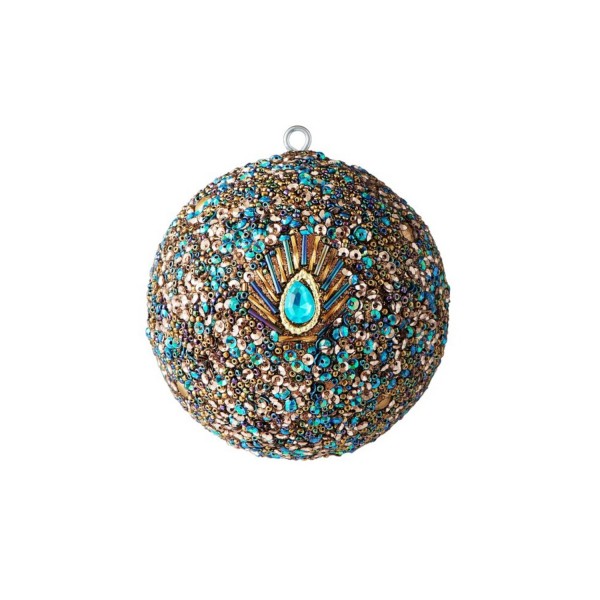 Weihnachtskugel "Opium Pfauenmuster" -10cm (Blau/Gold) von Gift Company