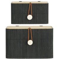 Ib Laursen Bambus-Schachtel mit Deckel im 2er-Set (Schwarz)