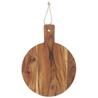 Ib Laursen rundes Schneidebrett mit Griff aus geöltem Akazienholz - 37x28x1,5 cm