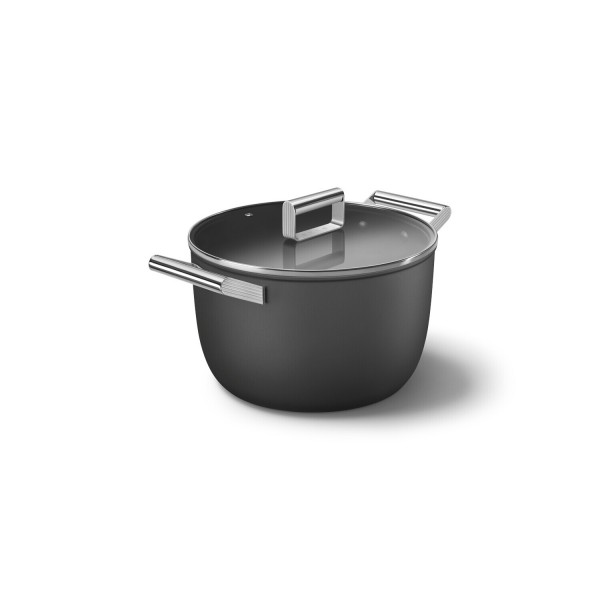 smeg Kochtopf "50's Retro Style" mit 2 Griffen und Deckel - ø 26 cm (Schwarz)