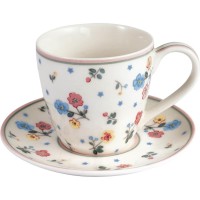 GreenGate Espressotasse mit Untertasse "Adelena" - 6,7x6,5 cm (Weiß)