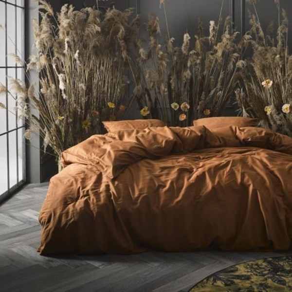 Bettwäsche-Set "Minte" - 135x200 cm & 80x80 cm (Leather Brown) von Essenza