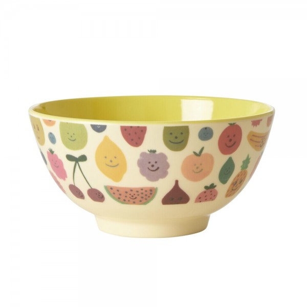 rice Melamin Schale "Happy Fruits/Früchte" - Medium (Natur/Gelb)