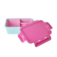 rice Brotdose mit 3 Fächern - 21x14x7,5 cm (Pink/Mint)