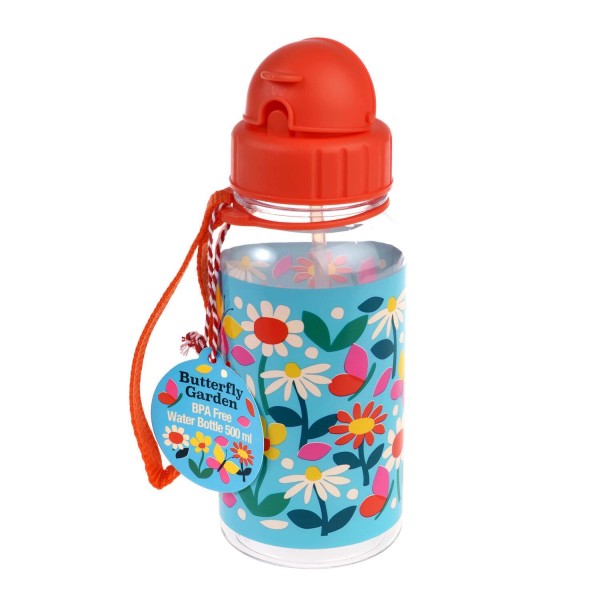 Trinkflasche für Kinder mit Trinkhalm "Butterfly garden" - 500 ml von Rex LONDON