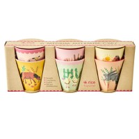 rice Melamin Becher im 6er-Set "Farm Print" - Medium (Pink)