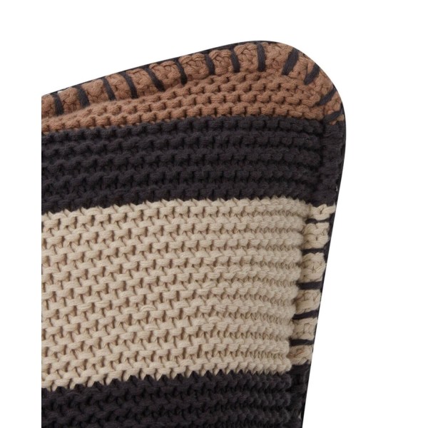 Striped Knitted Cotton Pillow Cover Brown/Lt Beige/Dk Gray, 50x50