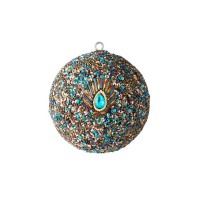Weihnachtskugel "Opium Pfauenmuster" -10cm (Blau/Gold) von Gift Company