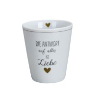 Krasilnikoff Happy Mug "Die Antwort auf alles ist Liebe" (Weiß)