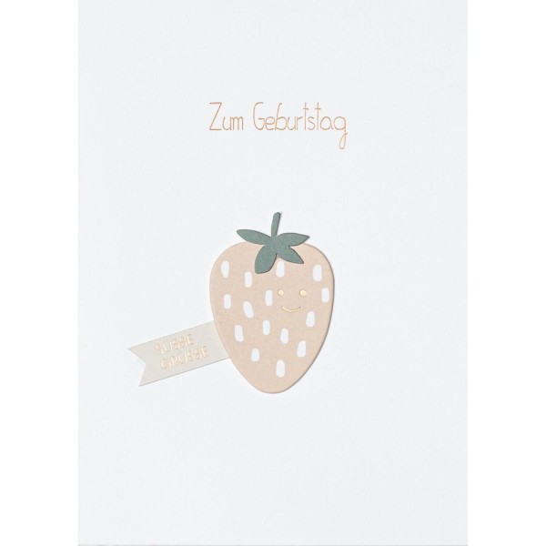Früchtchen-Karte "Erdbeere - Zum Geburtstag" (Grau/Rosa) von räder Design