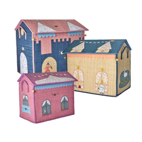 rice Spielzeugkiste "Raffia - Castle" - S (Bunt)