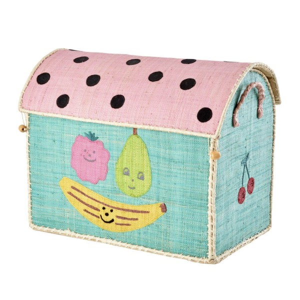 rice Spielzeugkiste "Fruits/Früchte" - M (Mint/Rosa)