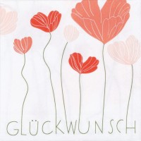 Cocktailservietten "Herzblüten - Glückwunsch" - 25x25 cm (Weiß/Rot) von räder Design