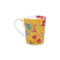 Pip Studio Tasse Buchstabe X "Alphabet Mug – Blushing Birds" – 350 ml (Gelb)