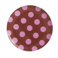 rice Melamin Frühstücksteller "Punkte" (Braun/Rosa)