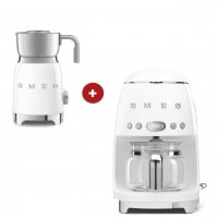 smeg Filter-Kaffeemaschine mit smeg Milchaufschäumer (Weiß)