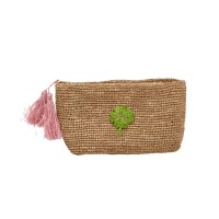 rice Clutch "Raffia - Clover" - 20x6x11 cm (Rose/Tea)