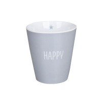 Krasilnikoff Happy Mug ohne Henkel "Happy" (Grey)