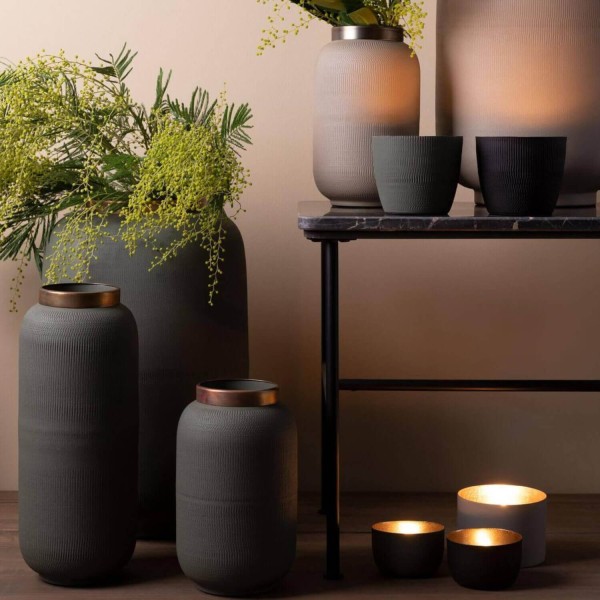 Windlicht "Madras matt" - S (Schwarz/Gold)