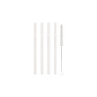 Glas-Strohhalme "Herz" im 4er-Set  - 13 cm (Transparent/Weiß) von Eulenschnitt