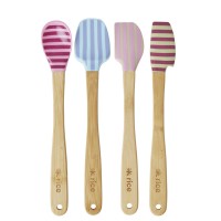 rice Silikon Teigschaber mit Bambusgriff "Stripes" im 4er-Set - 31x11x3 cm (Bunt)