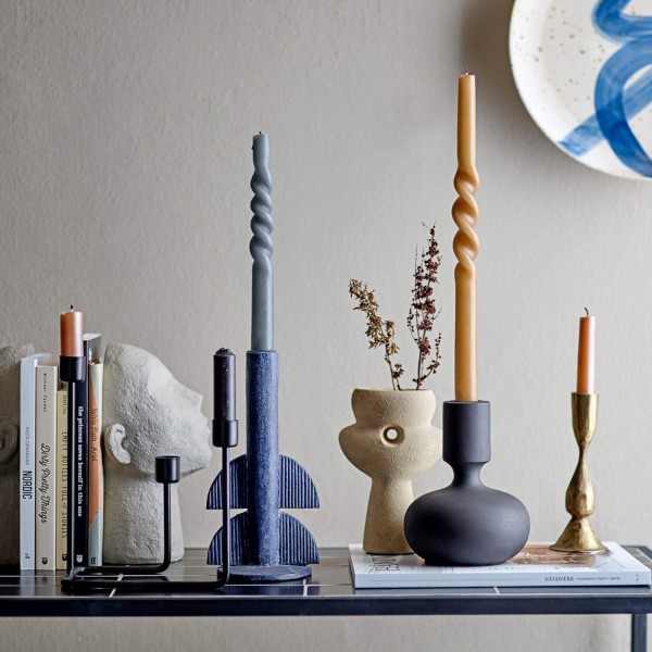 Bloomingville Stabkerzen gedreht "Twist" - 4er-Set (Grau)