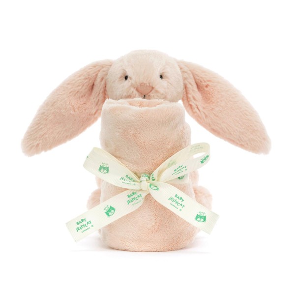 Jellycat Kuscheltier Hase mit Schmusedecke "Bashful Blush Bunny" - 15x34x34 cm (Creme)