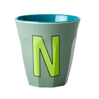 rice Melamin Becher "Buchstabe N" - Medium (Khakigrün)
