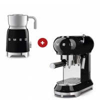 smeg Espressomaschine und smeg Milchaufschäumer im Set