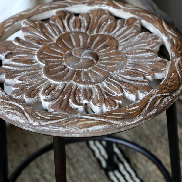 Hocker "Blume" (Schwarz) von Chic Antique