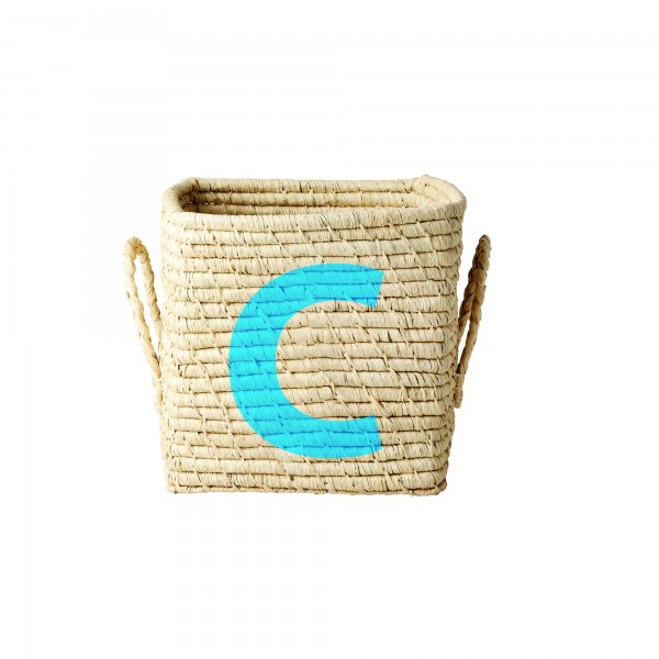 rice Aufbewahrungskorb aus Raffia "Buchstaben - C" - Klein/Quadratisch