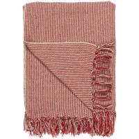Ib Laursen Plaid mit schmalen Streifen - 130x160 cm (Creme/Rot)