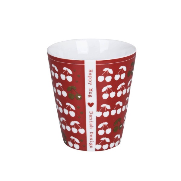 Krasilnikoff Happy Mug ohne Henkel "Cherries" (Scarlet Red)