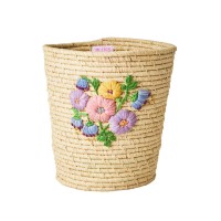rice Korb rund aus Raffia "Blumen" - Medium (Natur)
