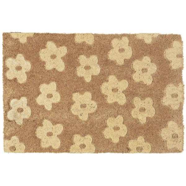 Ib Laursen Türmatte mit eingeprägten Blumen - 60x40x1,7 cm (Braun/Creme)